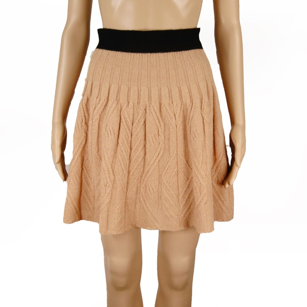 Marc by Marc Jacobs Wool Blend Cable Knit Tan Skater Skirt